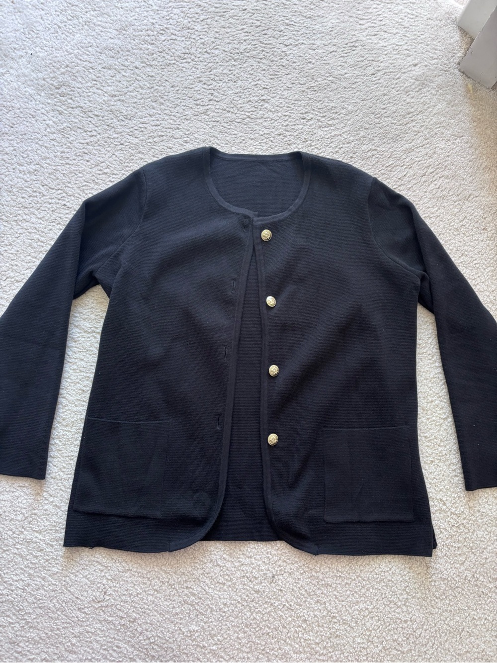 Amazon Classic Black Women's Cardigan Sweater with Gold Buttons